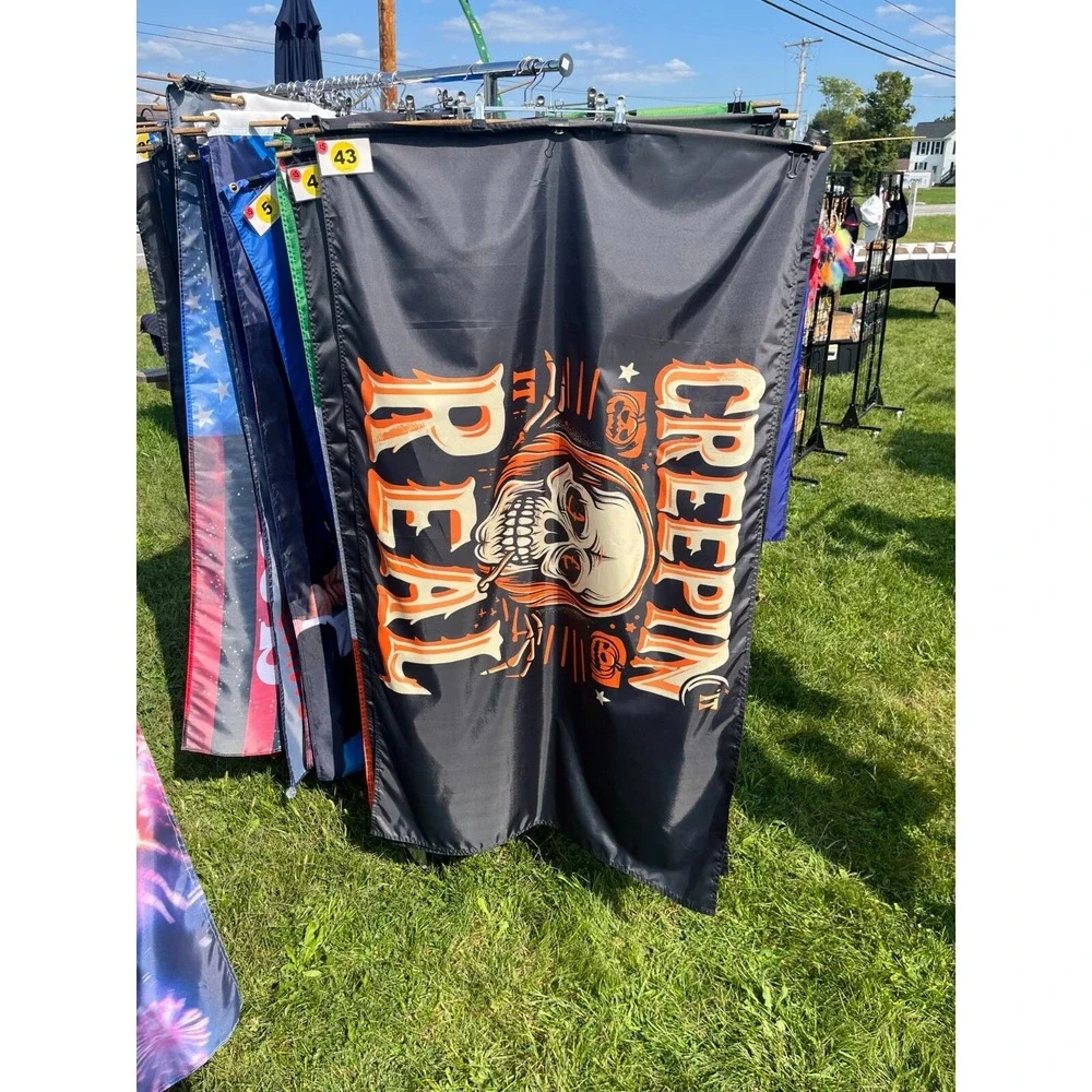3'x5' Creepin It Real‎ Flag single sided Halloween Skull Orange Black
